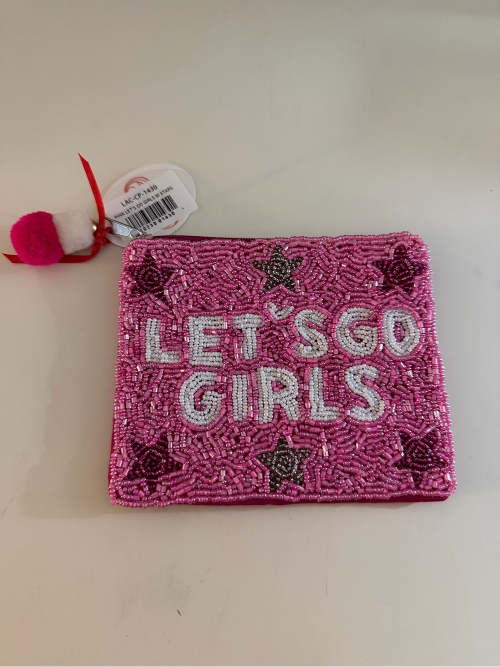 Let’s Go Girls Pink Beaded Coin Purse